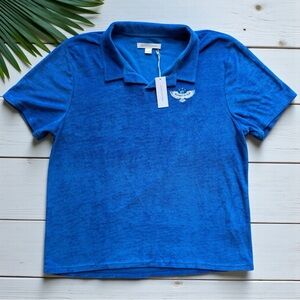 Outerknown Sunny Side Blue Terry Cloth Polo Shirt – Organic Cotton, USA, NWT